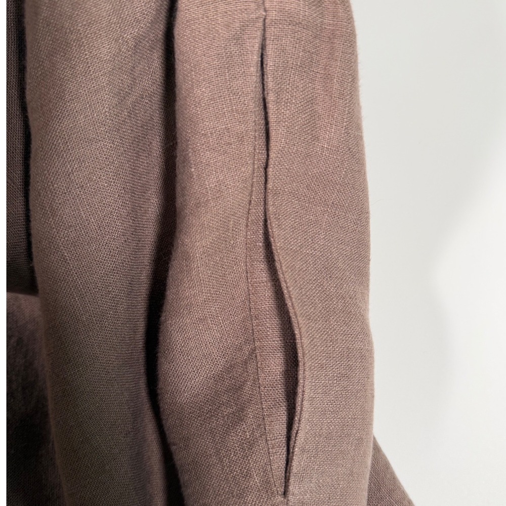 Linenbee 100 Linen Brown Pull-On A-Line Midi Skirt Pockets XS Small Cottagecore - Picture 5 of 8
